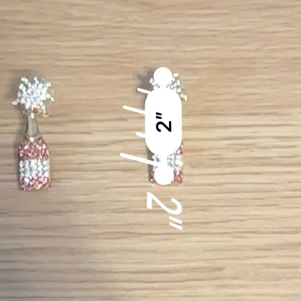 Fancy Fun Pink Champagne Sparkly NYE Party Earrings NEW - l - Picture 4 of 4